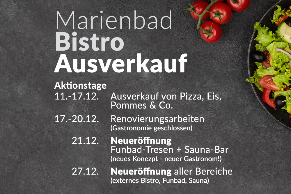 Bistro Ausverkauf und Neueröffnung